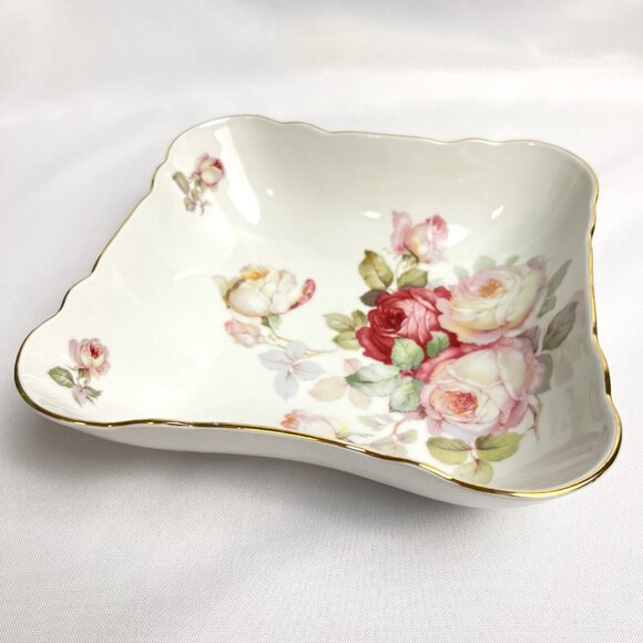Schumann Arzberg Vintage Germany Porcelain Square Floral Bowl Gold Trim European - Picture 8 of 10